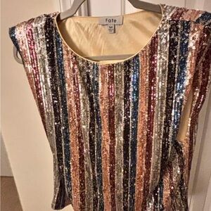 Fate Silver and Gold Sequin Embellished Blouse